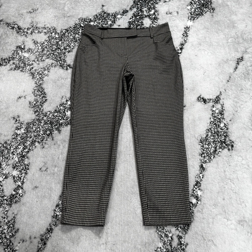 Express Pants Womens Size 12R Black White Houndstooth Mid Rise Ankle Work Career